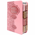 Biblia Reina Valera 1960 Fuente de Bendición Rosa PERSONALIZADA + Tabs