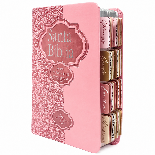 Biblia Reina Valera 1960 Fuente de Bendición Rosa PERSONALIZADA + Tabs