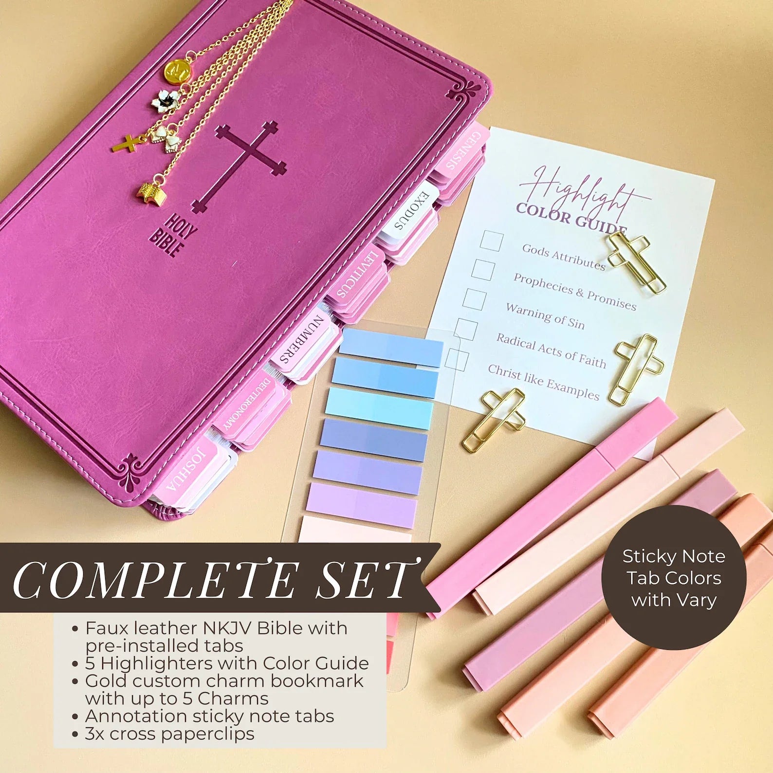 Personalized Pink Floral KJV Bible - Journaling Study Set with Tabs