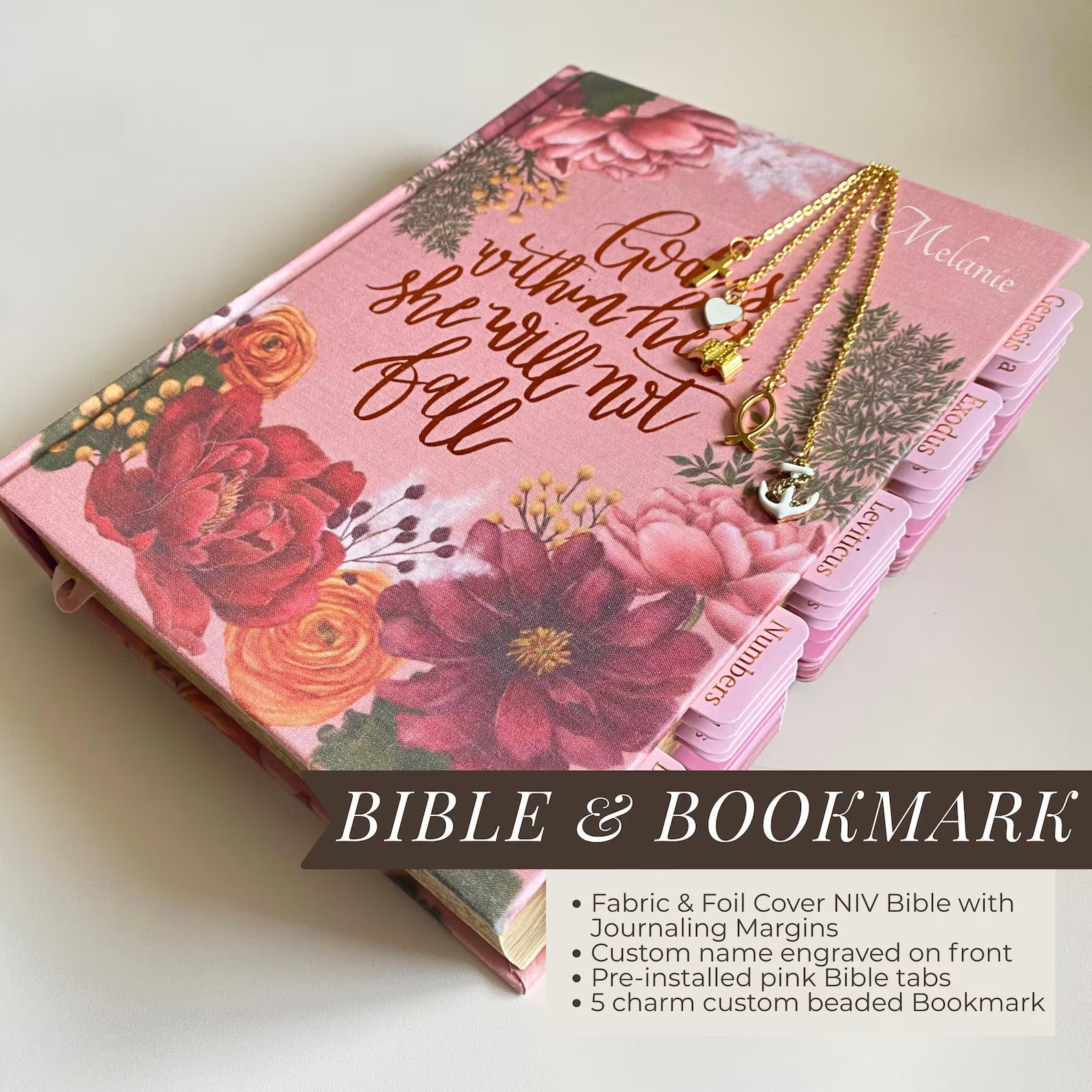 Personalized NIV Journaling Bible - Pink Large Print Set with Tabs
